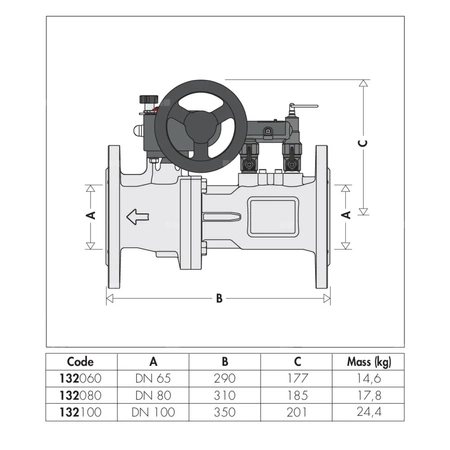 Zawór równoważący z przepływomierzem. Bezpośredni odczyt natężenia przepływu. Korpus z żeliwa DN 80 8÷32