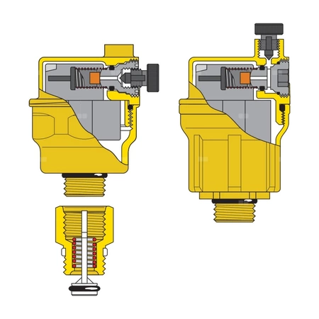 ROBOCAL - Odpowietrznik automatyczny 1/4" GZ. Upust poziomy