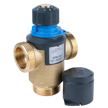 Zawór regulacyjny termostatyczny do wody ciepłej AFRISO ATM 883 mosiądz GZ 1 1/4'', DN 25, zakres temp. 35-60'C, Kvs 4.2 m3/h, maksymalna temperatura 110'C, maksymane ciśnienie 10 bar