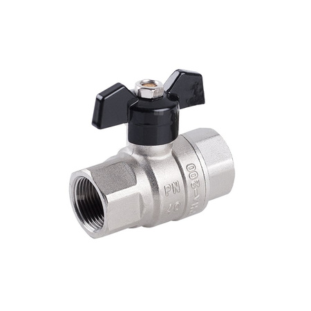 Zawór kulowy PERFEXIM HUZAR typ ciężki PHA-200/3 mosiądz niklowany 1/2'' gw x gw, uchwyt: motylek