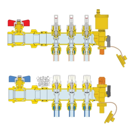 Zespół rozdzielaczy 1 1/4 "GW X 7 wyjść 3/4" GZ