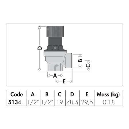 Zawór przelewowy CALEFFI 513 mosiądz 2 bar GW 1/2''