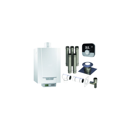 Pakiet - Kocioł gazowy jednofunkcyjny DE DIETRICH MCR3 Evo 24T kondensacyjny wiszący 6.1 - 24.8 kW+ Zestaw powietrzno-spalinowy + RegulatorSMART TC