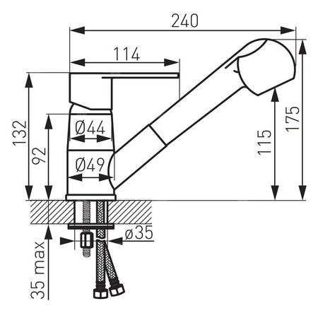 Bateria zlewozmywakowa stojąca FERRO ALGEO, kolor chrom, z wyciąganym natryskiem