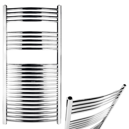 Grzejnik drabinkowy FERRO Łuk, podłączenie dolne, rozstaw 555, wym. 1200 x 600 mm, kolor chrom, moc 401W