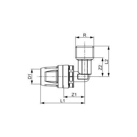 Nypel 90' TECE logo Dwuczęściowy, mosiądz, 20 mm x 3/4'' (pz x GZ)