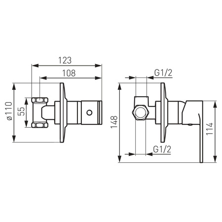 Bateria podtynkowa FERRO ALGEO 1-funkcyjna, kolor chrom