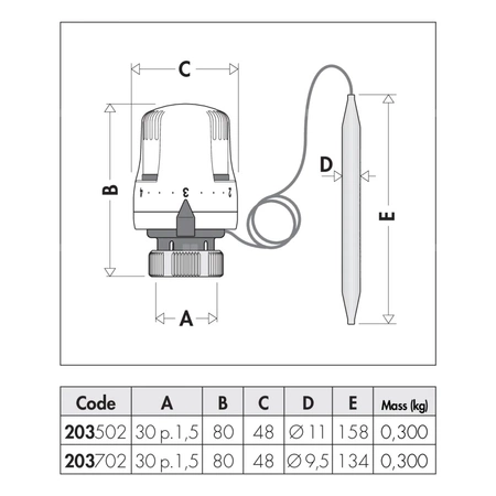 Głowica termostatyczna z czujnikiem przylgowym 40÷90 st. C