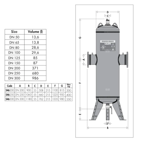 Separator powietrza-zanieczyszczeń kołnierzowy DN300