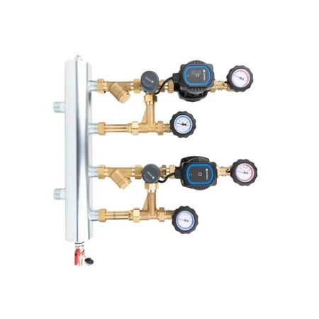 Grupa pompowa AFRISO BPS 966 AP GZ x GW 1'' x 3/4'', z zaworem mieszającym, z pompą obiegową AFRISO APH 160 15-7/130 mm