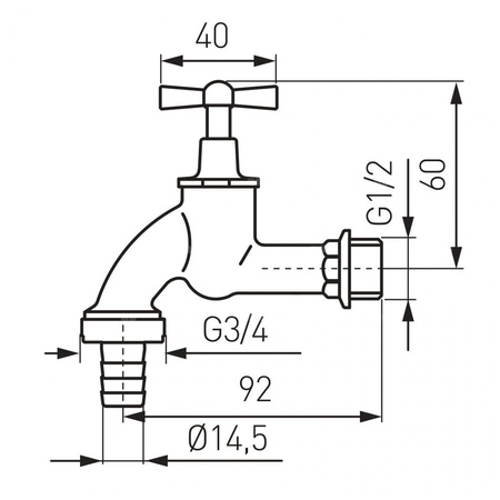 Zawór wodny FERRO Grzybkowy czerpalny GZ 1/2'' x złączka do węża 14,5mm