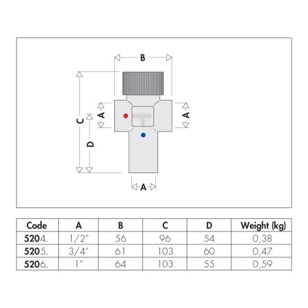 Regulowany termostatyczny zawór mieszający 1" 30÷48 st. C -Caleffi
