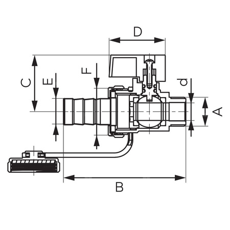 Zawór kulowy FERRO F-Comfort spustowy 3/8'' GZ, uchwyt: motylek