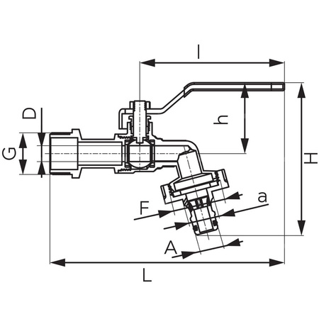 Zawór kulowy FERRO F-Comfort z plastikowym szybkozłączem czerpalny 3/4'' x 1'' GZ x szybkozłącze, uchwyt: dźwignia