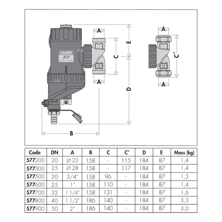 CALEFFI XF - Filtr z wkładem magnetycznym z funkcją półautomatycznego czyszczenia 3/4"