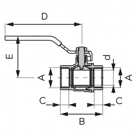 Zawór kulowy FERRO F-Power 1 1/4'' GW, uchwyt: dźwignia