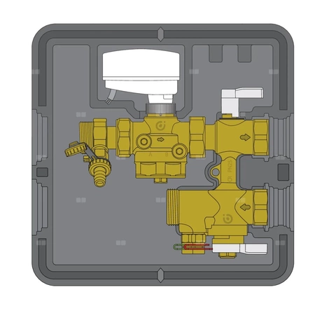 Zestaw przyłączeniowy dla klimakonwektorów bez zwężki Venturiego DN 15, 0,08÷0,80