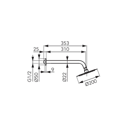 Zestaw natryskowy z deszczownią 200 mm slim, chrom