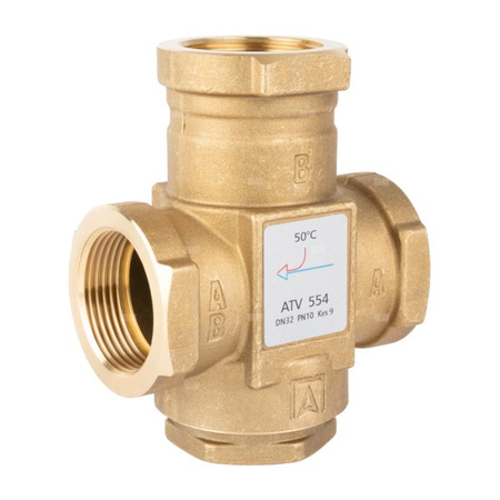 Zawór temp.powrotu kotła ATV 554, DN32, Rp1 1/4", 50°C, Kvs 12 m3/h-AFRISO