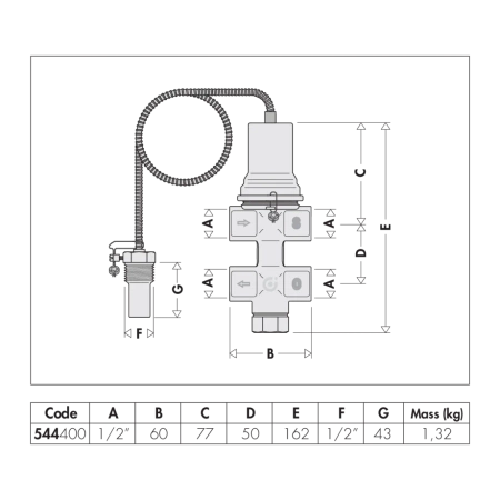 Zawór upustowy bezp termicznego 1/2"GW 98'C /10 -CALEFFI