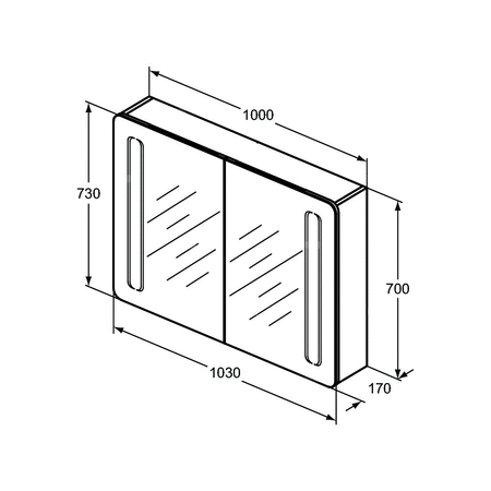 M+L SZAFKA Z LUST. WY 100X70 MATT AL 20W