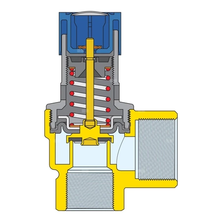 Zawór bezpieczeństwa. Przyłącza z gwintem wewnętrznym 3/4" x 1" 4 bar