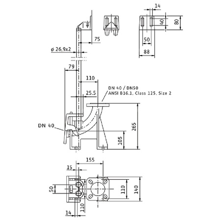 Stopa sprzęgająca żeliwo dł.150mm szer.260mm WILO