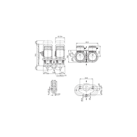 Pompa obiegowa WILO CronoTwin-DL-E 150/200-7,5/4 R1 IE4 typu in-line z silnikiem znormalizowanym 50/60 Hz, moc silnika 7.5kW 13.3 A 1450 obr/min, wlot Kołnierz DN 150