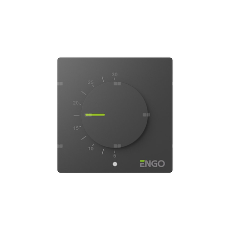 Przewodowy, natynkowy regulator temperatury z pokrętłem, 230V, czarny