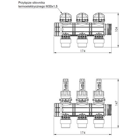 Rozszerzenie rozdzielacza ProCalida EF1 K o 3 obiegi, przepływomierz 0,2 - 1,6 l/min