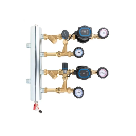 Grupa pompowa AFRISO BPS 961 AP GZ x GW 1'' x 3/4'', z zaworem mieszającym, z zaworem termostatycznym, z pompą obiegową AFRISO APH 160 15-7/130 mm