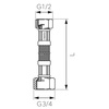 Wąż przyłączeniowy elastyczny FERRO z oplotem (stal), GW x GW, 1/2'' x 3/4'', długość 30 mm