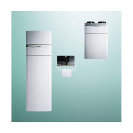 Pakiet systemowy OZE - Pompa ciepła gruntowa solanka-woda VAILLANT VWF 118/4 flexoCOMPACT 11.2 kW 400 V + Rekuperator recoVAIR VAR 360/4 + Regulator sensoCOMFORT VRC 720 + Moduł kaskadowy VR 32/3