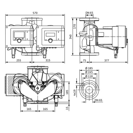 Pompa obiegowa WILO Stratos MAXO-D 65/0,5-12 PN16 1 x 230 V 50/60 Hz, PN 16/16bar