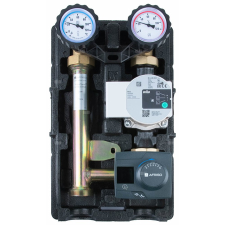 Grupa pompowa AFRISO PrimoTherm K 180-2 DN 25 WP 3-WM-R GZ x GW 1 1/2'' x 1'', z zaworem mieszającym, z izolacją, z pompą obiegową Wilo Para SC 25/6