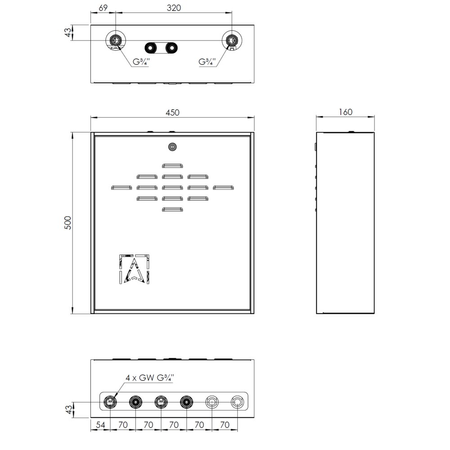 Grupa pompowa AFRISO PrimoBox AZB 455 GZ x GW 3/4'' x 3/4'', z zaworem mieszającym, z izolacją, z siłownikiem arm 141