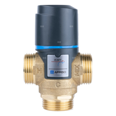 Zawór regulacyjny termostatyczny do wody ciepłej AFRISO ATM 563 mosiądz GZ 1'', DN 20, zakres temp. 35-60'C, Kvs 2.5 m3/h, maksymalna temperatura 90'C, maksymane ciśnienie 10 bar