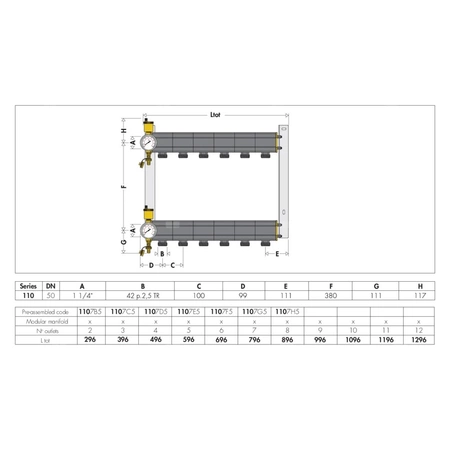 Kompletny rozdzielacz geotermalny O11/4" X 4 obwody