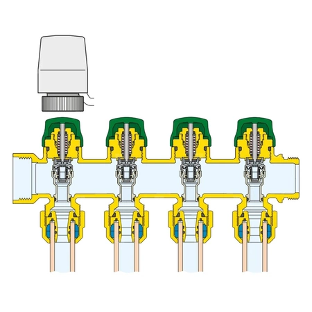 DYNAMICAL - Zespół rozdzielaczy 1" x 11 wyjść, 3/4" M