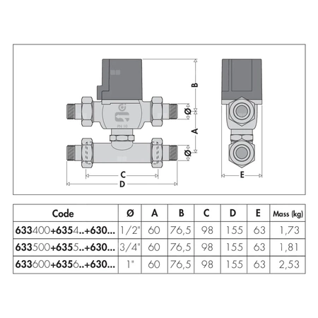Trójdrożny zawór strefowy tłokowy 1" 6,45