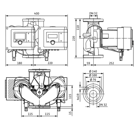 Pompa obiegowa WILO Stratos MAXO D 32/0,5-8 PN16 1 x 230 V 50/60 Hz, PN 16/16bar