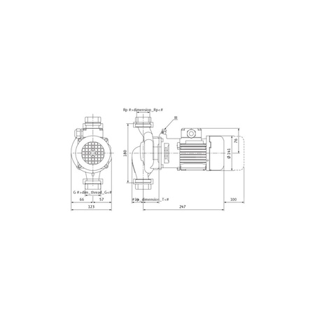 Pompa obiegowa WILO VeroLine-IPL 25/70-0,12/2 typu in-line z silnikiem znormalizowanym 50 Hz, moc silnika 0.12kW 0.33 A 2780 obr/min, wlot GZGW 1 1/2''