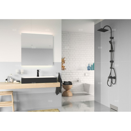 Bateria natryskowa ścienna FERRO ALGEO SQUARE, kolor czarny/chrom