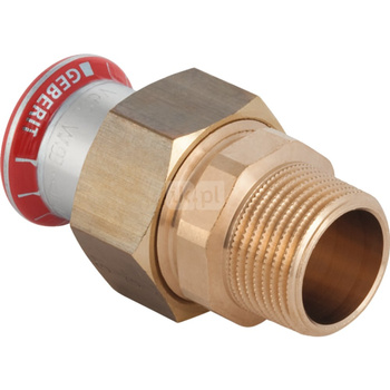 Śrubunek hydrauliczny GEBERIT Mapress C-Stahl FKM przejściowy stal GZ 1 1/2'' 42 mm z pierścieniem zacinającym