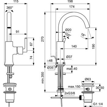 JOY NEO Bateria umywalkowa 1OT PICCOLO PUW CHR