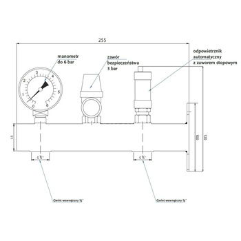Zespół naczynia wzbiorczego c.o. ZNWE osprzęt B/Ś