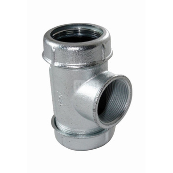 Złączka zaciskowa na bosy koniec rury stalowej oraz niebieskiej (PE) z gwintem wewnętrznym Trójnik, Rozmiar: 54mm x 2