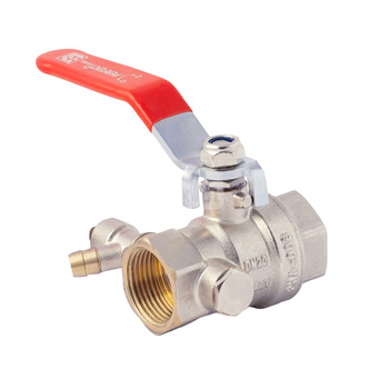 Zawór kulowy PERFEXIM PHA-008 mosiądz niklowany, PN30 1/2'' gw x gw z zaworem spustowym, uchwyt: dźwignia