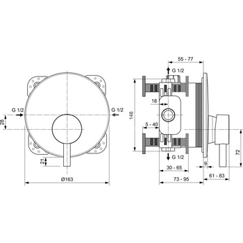 CERALINE BATERIA NATRYSKOWA PODTYNKOWA KIT2 EASY SBLK