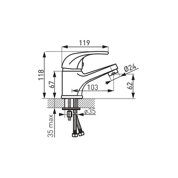 Bateria umywalkowa stojąca FERRO VASTO LB, chrom